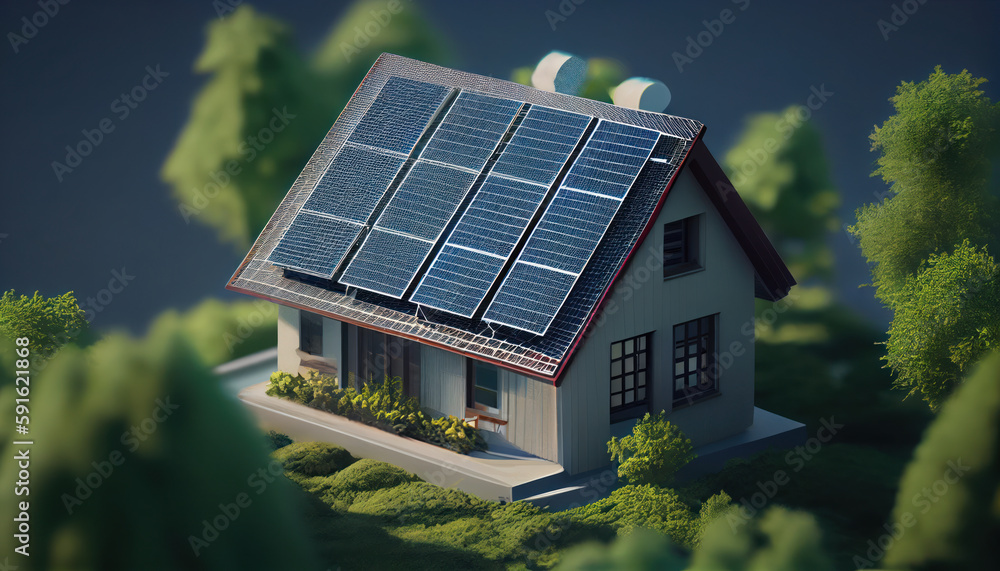 Green house energy solar energy panel. AI generated