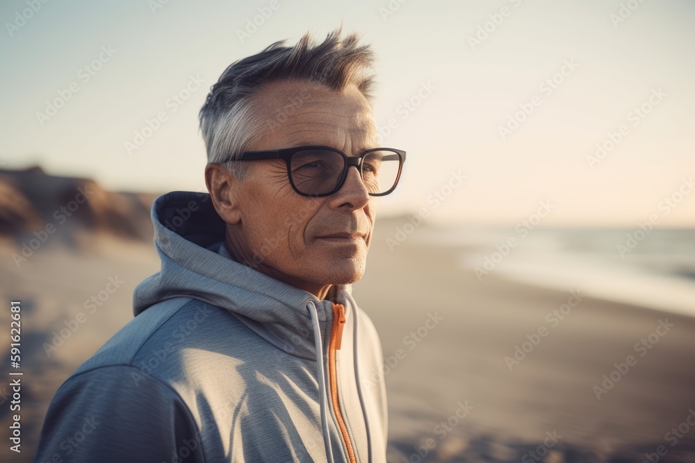 Portrait of senior man with eyeglasses on the beach. Portrait of senior man with eyeglasses on the beach.