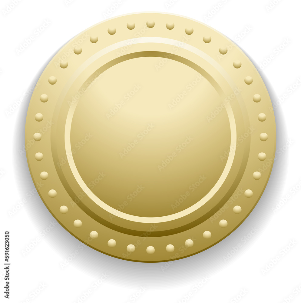 Polished gold medal. Realistic blank round mockup Polished gold medal. Realistic blank round mockup