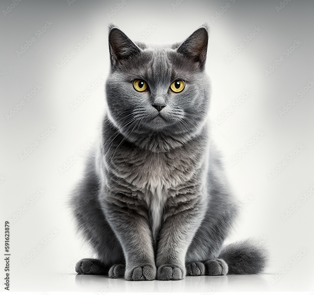 grey british shorthair cat, generative ai