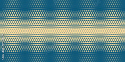 Beige blue halftone triangles pattern. Abstract geometric gradient background. Vector illustration.