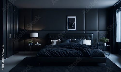 A Vintage dark Bedroom Design with Mid-Century Accents , beautiful interior design simple & gorgeous  © Tarek