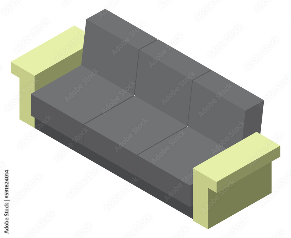 Sofa isometric icon. Living room soft furniture Sofa isometric icon. Living room soft furniture