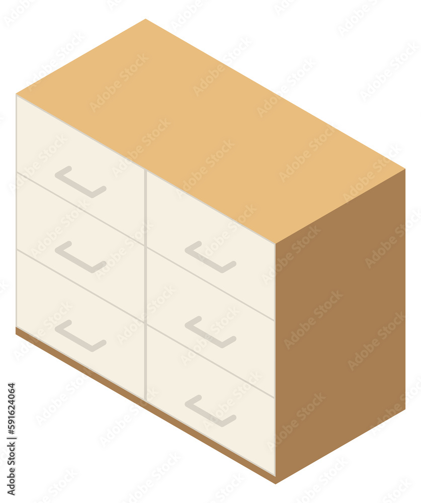 Dresser isometric icon. Wooden drawer home furniture Dresser isometric icon. Wooden drawer home furniture
