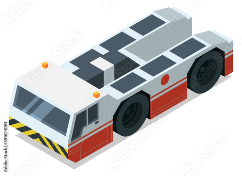 Pushback tractor. Isometric airport vehicle. Transport icon photo