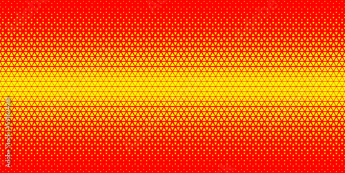 Red orange yellow halftone triangles pattern. Abstract geometric gradient background. Vector illustration.