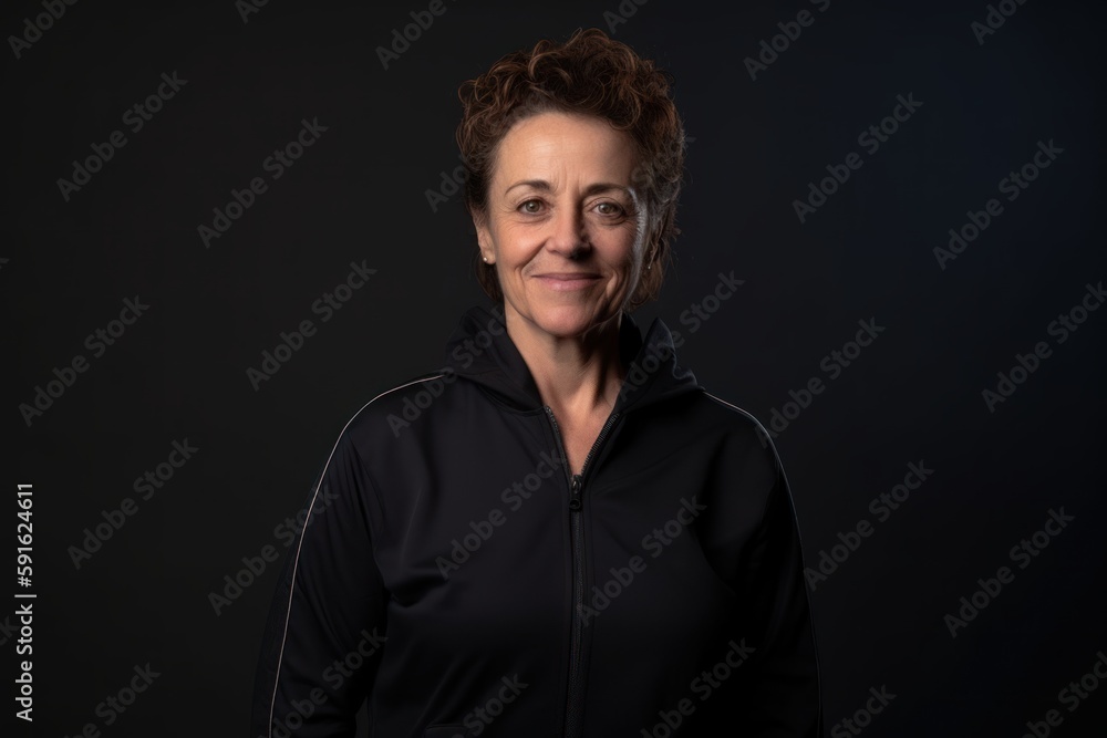 Portrait of a middle-aged woman on a black background. Portrait of a middle-aged woman on a black background.