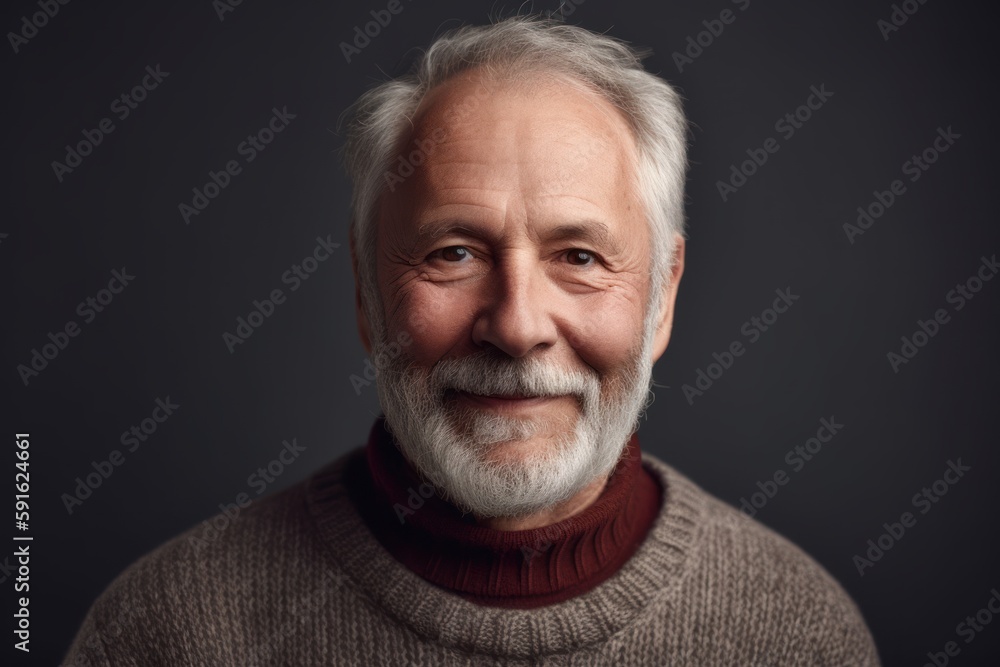 Portrait of a senior man in a sweater on a dark background Portrait of a senior man in a sweater on a dark background