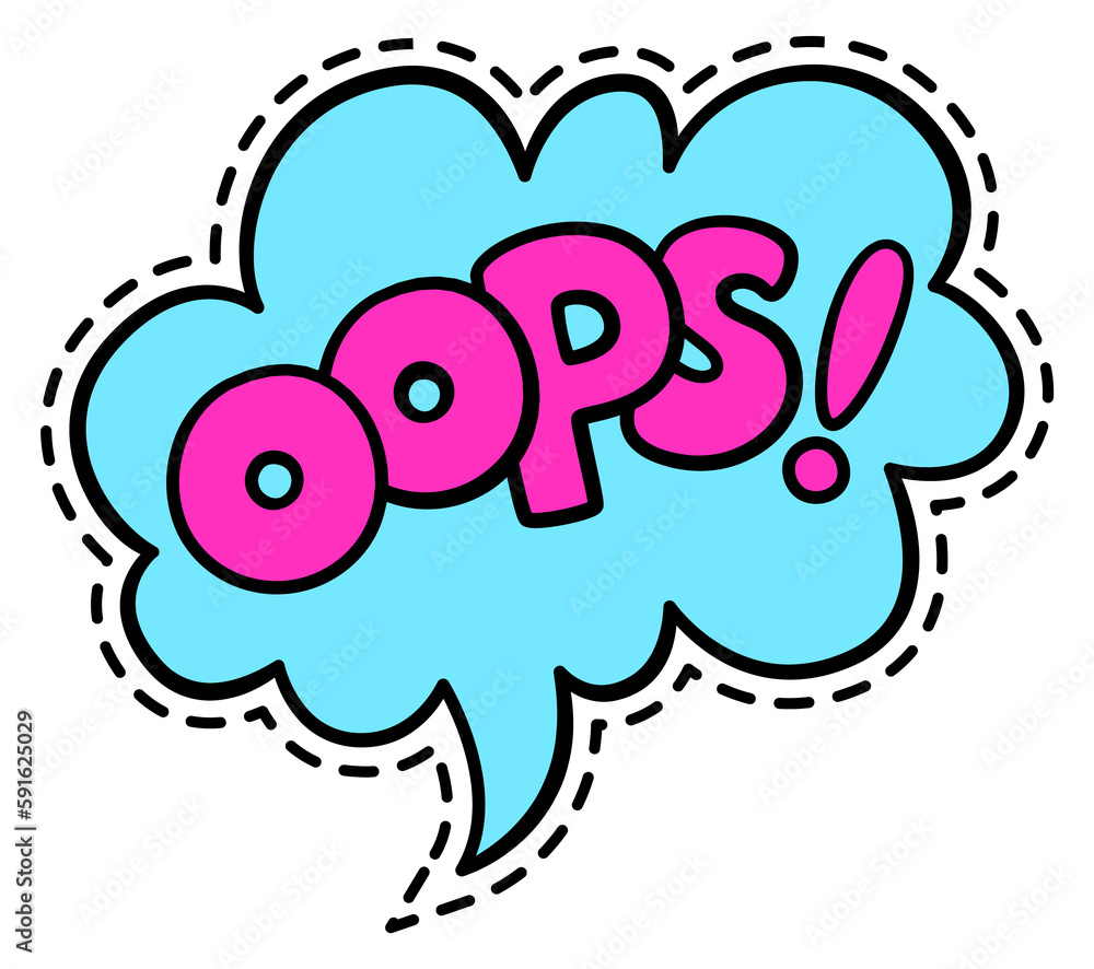 Fototapeta premium Oops cloud sticker. Chat message in pop art style