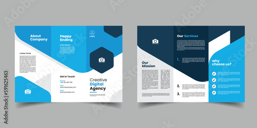 editable a4 blue business trifold brochure template design