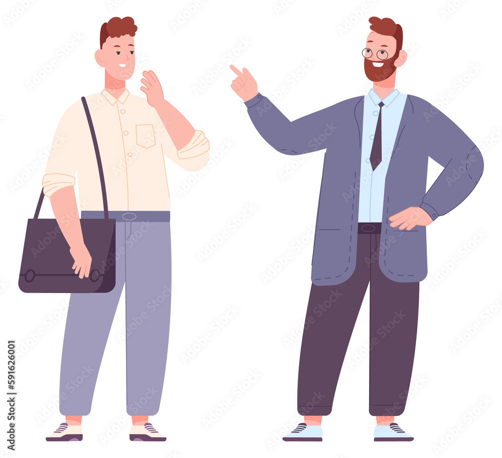 Businessman talking with young man. People talking. WOrk conversation Businessman talking with young man. People talking. WOrk conversation