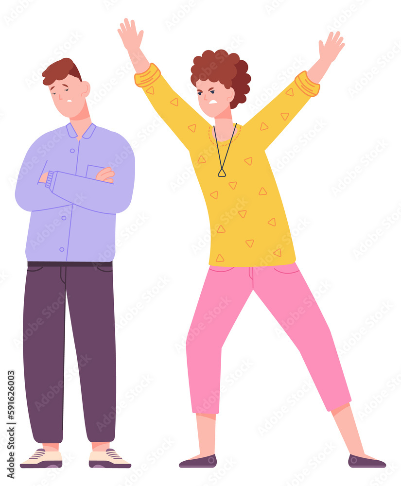 Angry woman shouting on man. Couple disagreement Angry woman shouting on man. Couple disagreement