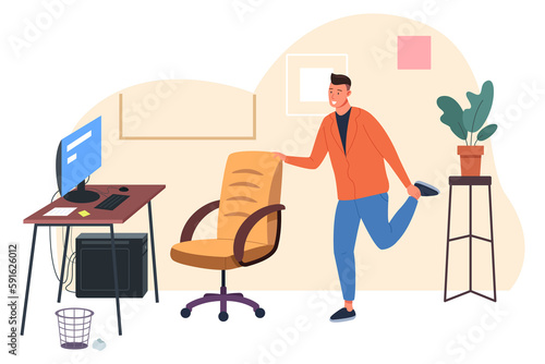 Training exercise at workplace. Work break healthy routine