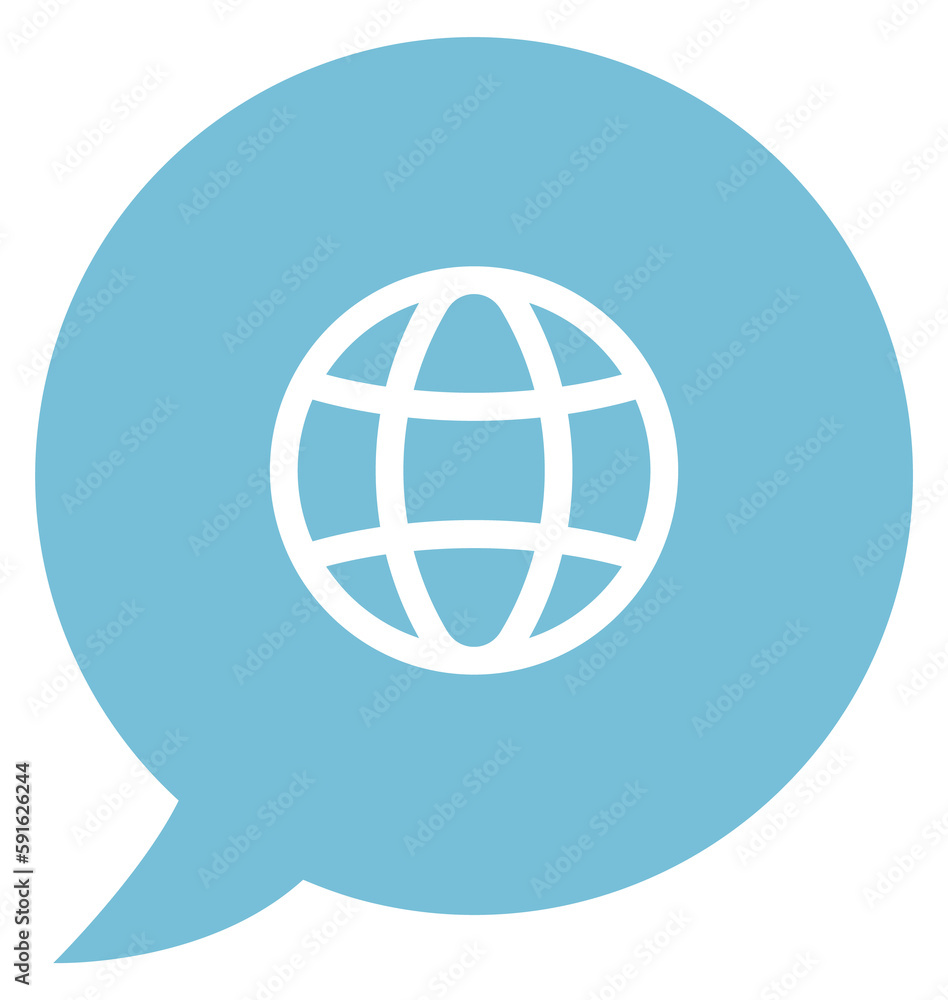 Speech cloud message with worldwide sign. Global comment icon Speech cloud message with worldwide sign. Global comment icon