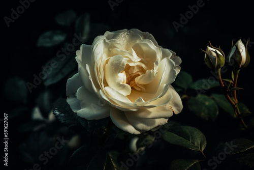 white rose at night Generative AI