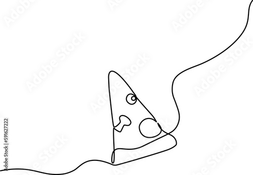 Continuous line drawing of pizza food.Vector illustration.