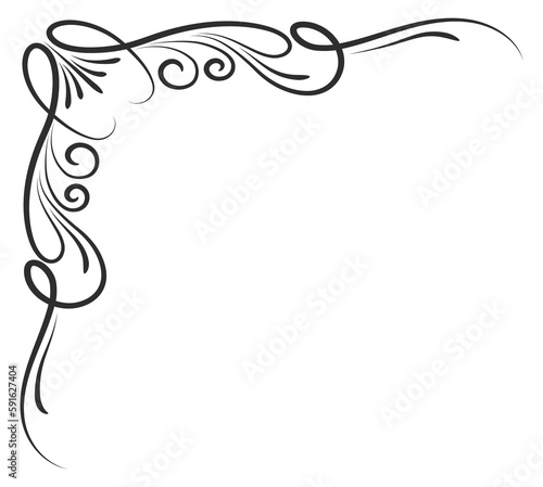 Calligraphic elegant corner. Old classic decorative element