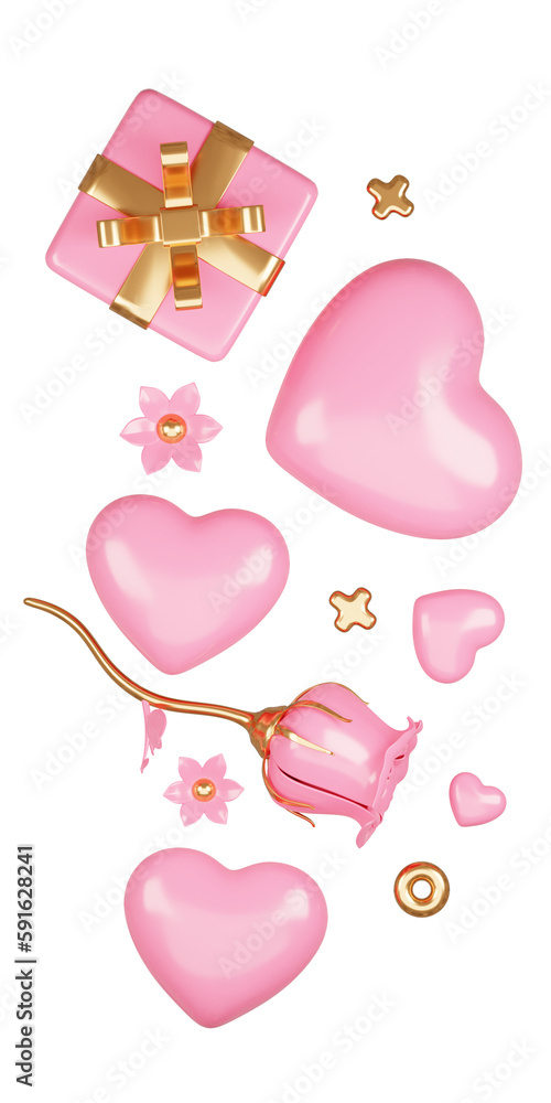 3D rendering cute pink valentine's day background with love and heart 3D rendering cute pink valentine's day background with love and heart