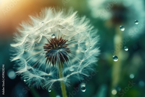 Closeup of dandelion on natural background. AI generated