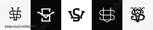 Initial letters SV Monogram Logo Design Bundle