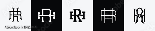 Initial letters RH Monogram Logo Design Bundle