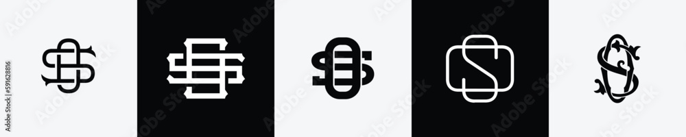 Initial letters OS Monogram Logo Design Bundle - obrazy, fototapety, plakaty 