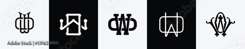 Initial letters OW Monogram Logo Design Bundle