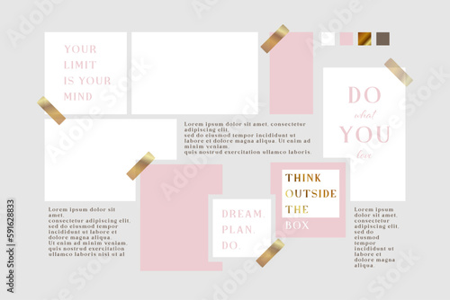 Vector photo collage template moodboard pictures grids vector illustration