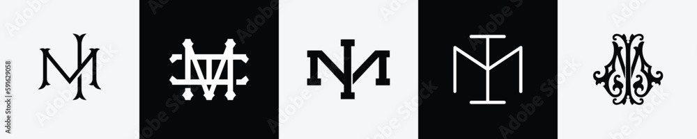 Initial letters MI Monogram Logo Design Bundle