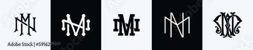 Initial letters MN Monogram Logo Design Bundle