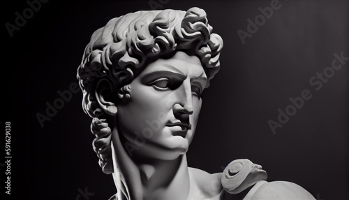Head of statue, David sculpture bust, AI generated