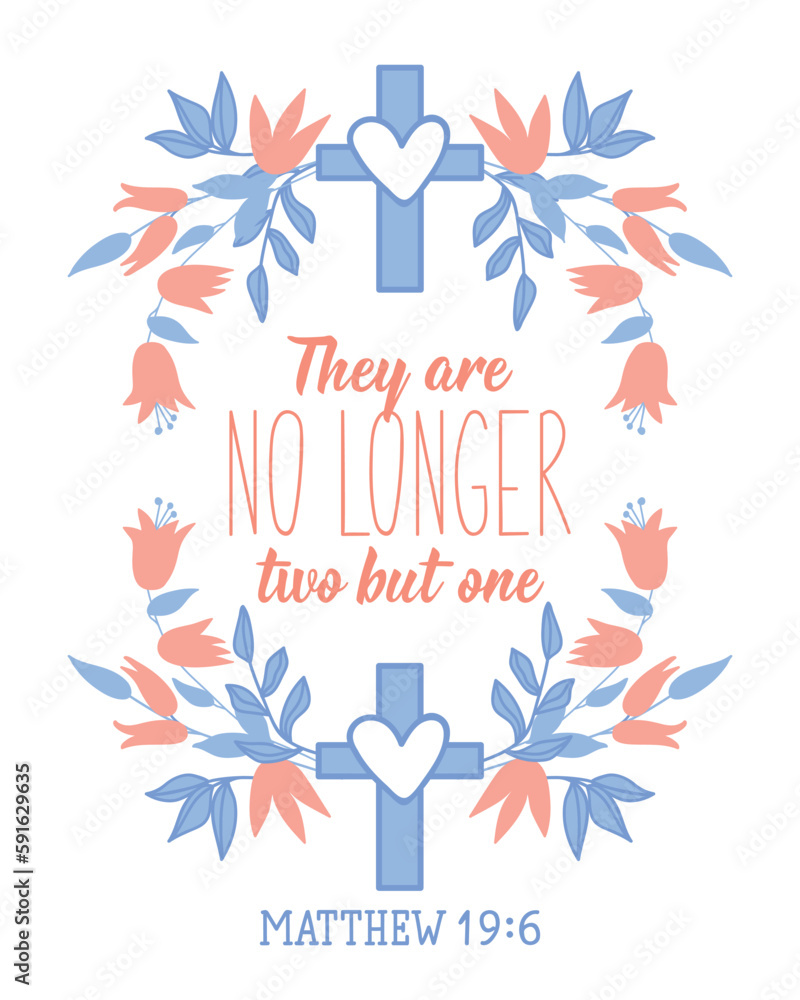 They are no longer two but one. Bible lettering. calligraphy vector. Ink illustration. They are no longer two but one. Bible lettering. calligraphy vector. Ink illustration.