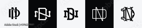 Initial letters DN Monogram Logo Design Bundle