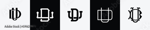 Initial letters DU Monogram Logo Design Bundle