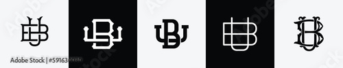 Initial letters BU Monogram Logo Design Bundle