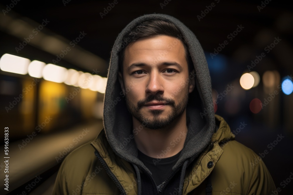 Portrait of a handsome young man wearing a hooded sweatshirt. Portrait of a handsome young man wearing a hooded sweatshirt.