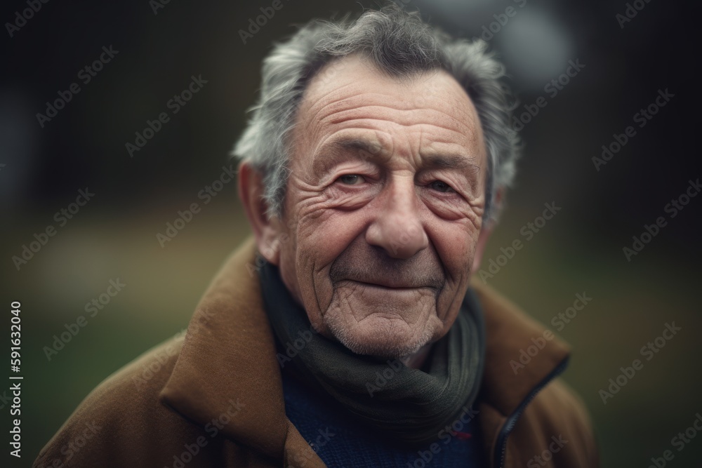 Portrait of an elderly man in the park. Selective focus. Portrait of an elderly man in the park. Selective focus.