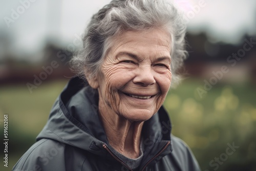 Portrait of a smiling senior woman outdoors. Looking at camera.