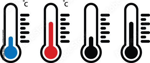Temperature vector icon cet. hot and cold climate illustration sign collection. thermometer symbol.