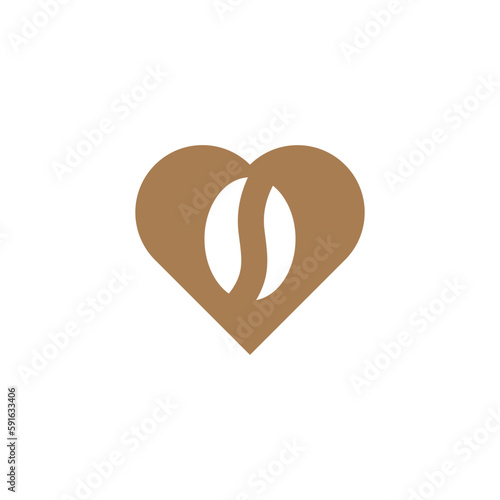 coffee bean icon with heart symbol logo design Illustration for coffee lover, cafe bar or restaurant