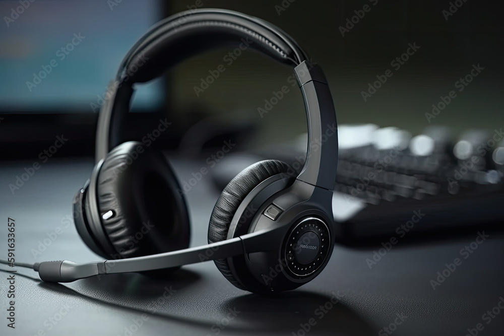 headphones and microphone created with Generative AI technology headphones and microphone created with Generative AI technology