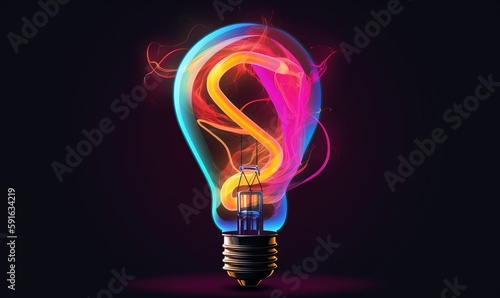  a colorful light bulb with a swirly light inside of it. generative ai