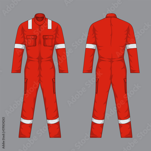 Illustration of safety work wear for workers front and back view