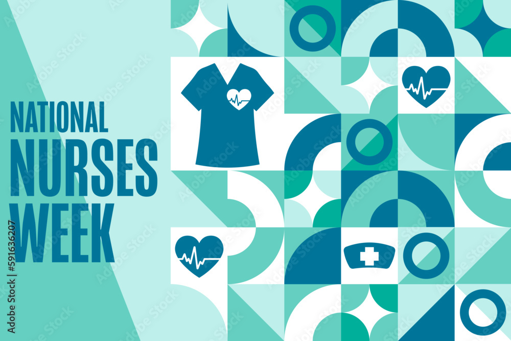 National Nurses Week. Holiday concept. Template for background, banner, card, poster with text inscription. Vector EPS10 illustration.