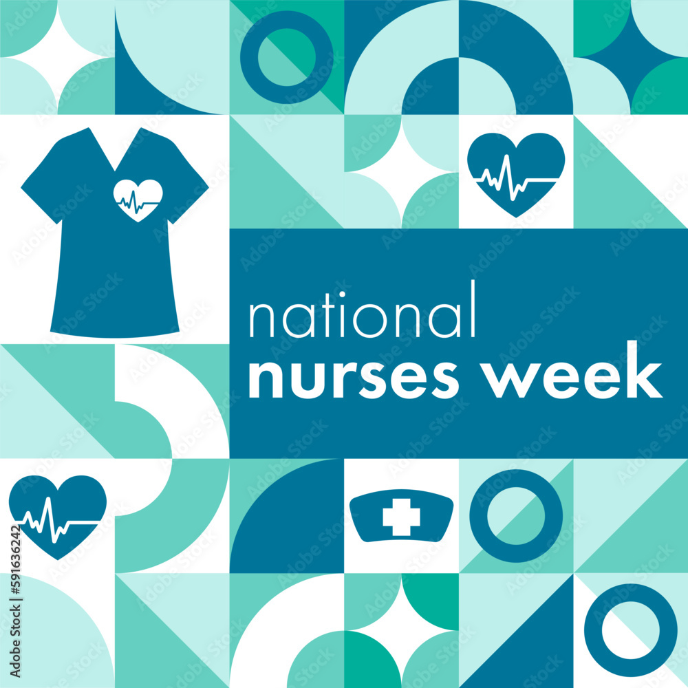 National Nurses Week. Holiday concept. Template for background, banner, card, poster with text inscription. Vector EPS10 illustration.