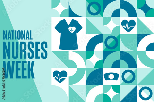 Obraz na płótnie National Nurses Week. Holiday concept. Template for background, banner, card, poster with text inscription. Vector EPS10 illustration. w salonie