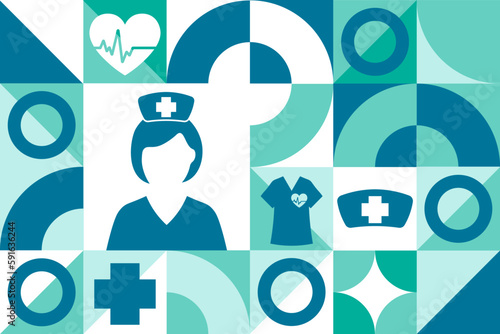 National Nurses Week. Seamless geometric pattern. Template for background, banner, card, poster. Vector EPS10 illustration.