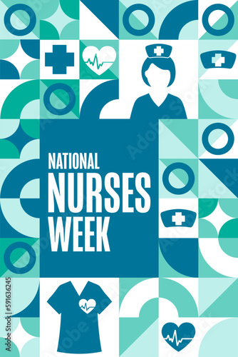 National Nurses Week. Holiday concept. Template for background, banner, card, poster with text inscription. Vector EPS10 illustration.