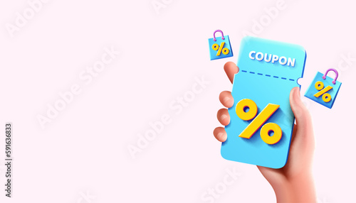 Coupon special voucher percentage, Check banner special offer. Vector