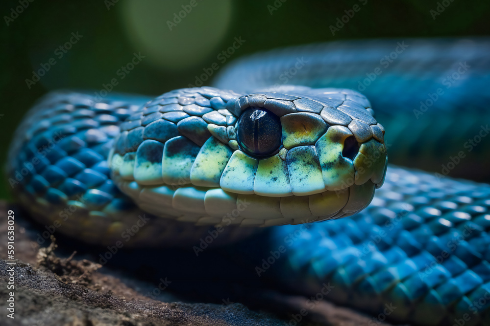 Majestic Blue Viper Snake in Its Natural Habitat. Generative AI.... Majestic Blue Viper Snake in Its Natural Habitat. Generative AI....